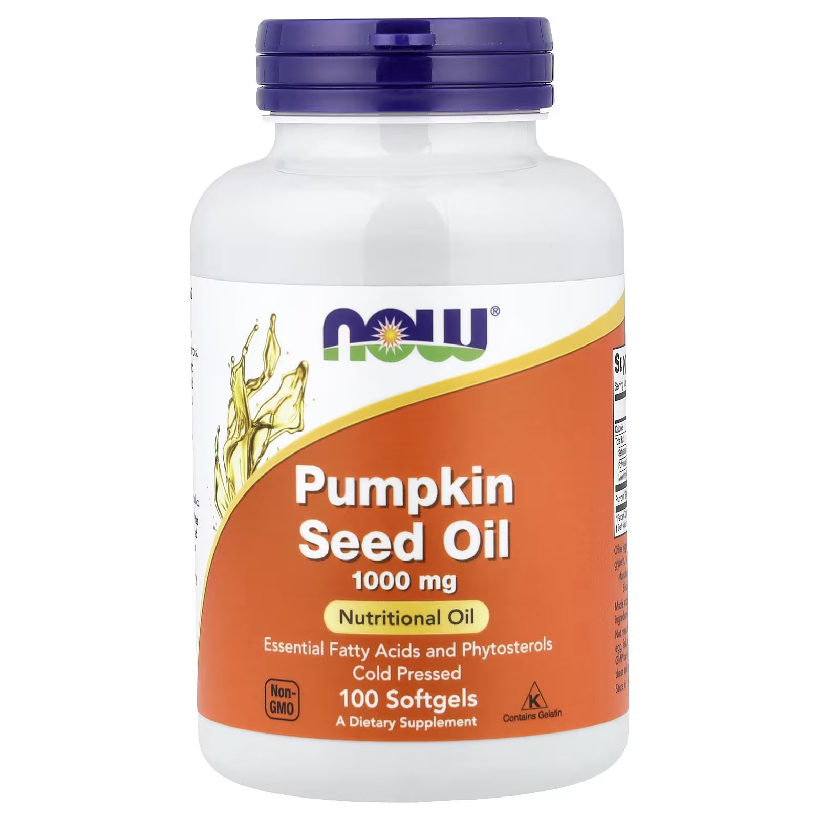 Pumpkin Seed Oil 1000 Mg – 100 Softgels - Image 1 of 2