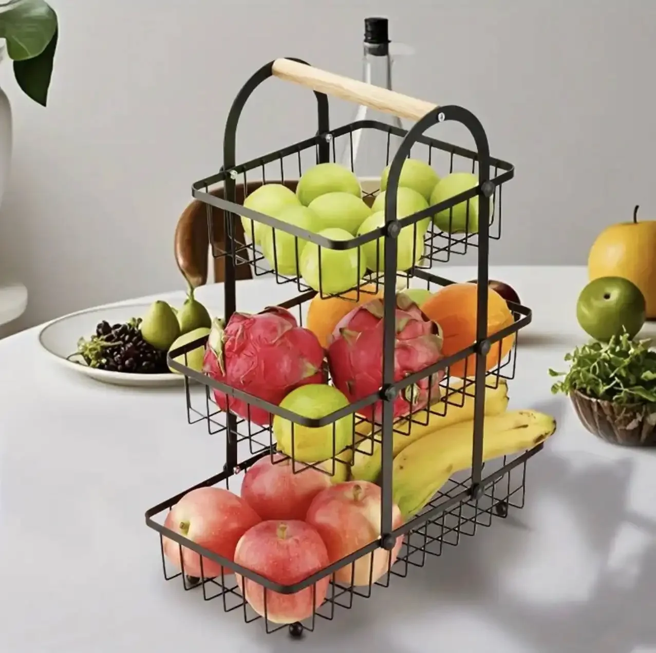 Panier À Fruits En Métal En 3 Niveaux, Portable - Image 1 of 4