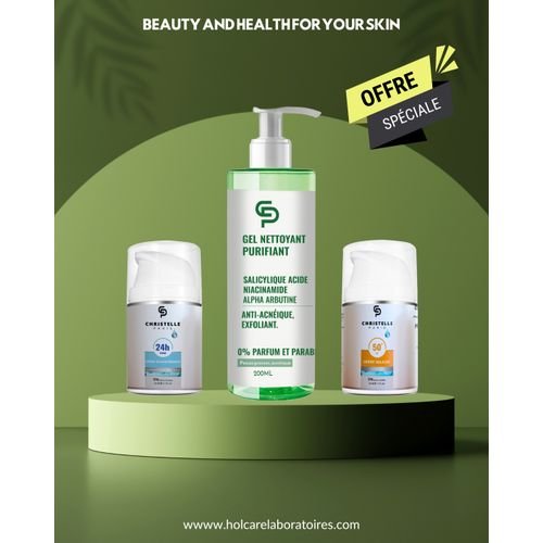  Lot De 3: Gel Nettoyant Purifiant, Crème Dépigmentante , Écran Solaire Protection  - Image 1 of 1