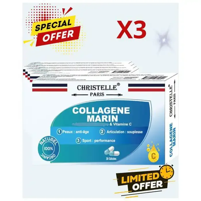 Lot 3 Boites Collagène Marin Et Vitamine C, Santé Et Bien-être Anti-âge, Anti-ride Pour Cheveux, Peau Et Articulations - Image 1 of 4
