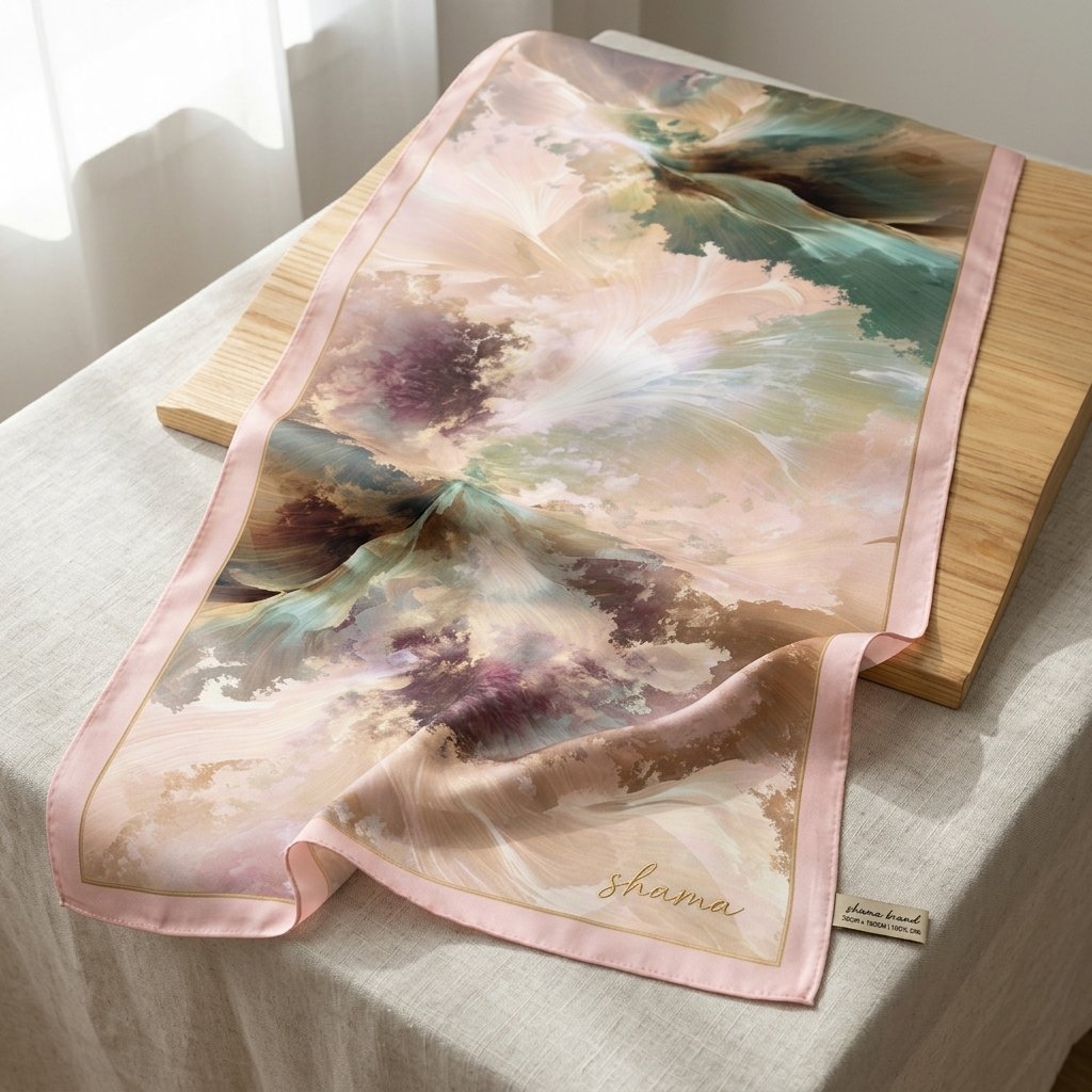 Châle Imprimé Aurore 180 × 70 Cm – 100 % Tencel _ Collection Éclats D'art - Image 1 of 4