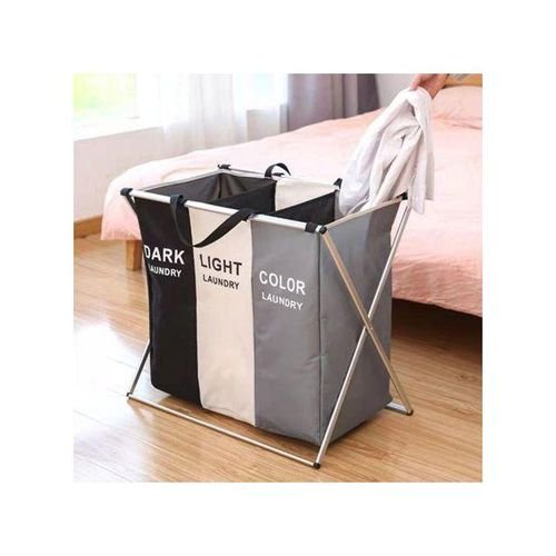 Panier À Linge Pliable À 3 Compartiments Pour Le Tri Des Vêtements - Image 1 of 3