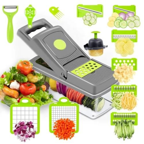 Mandoline Multifonctionnelle 12 En 1 - Coupe-légumes Et Fruits Avec Récipient - Image 1 of 3