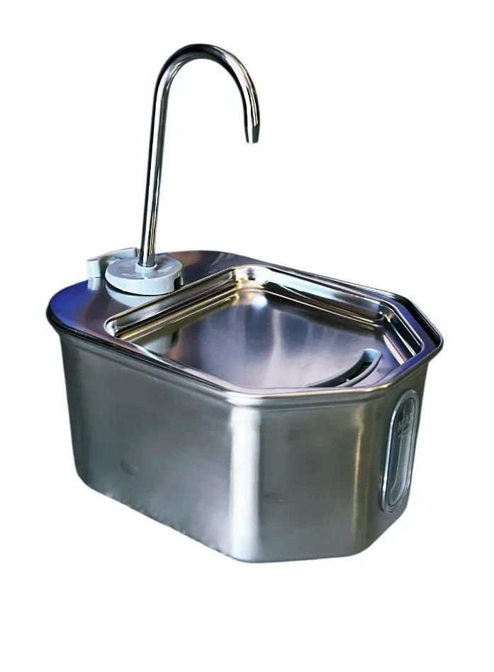F03 Fontaine À Eau Hexagonale En Inox Pour Animaux - Image 1 of 1