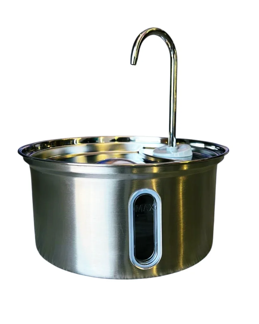 F02 Fontaine À Eau Ronde En Inox Pour Animaux - Image 1 of 1