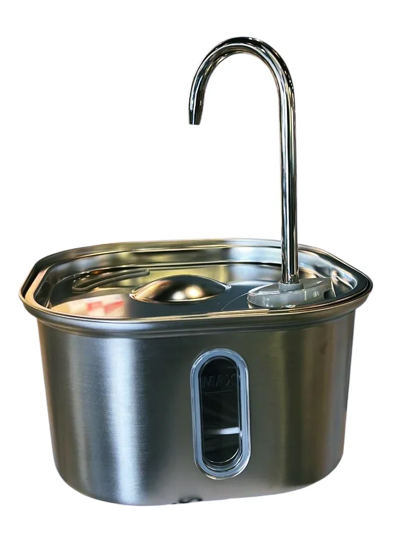 F04 Fontaine À Eau Carrée En Inox Pour Animaux - Image 1 of 1