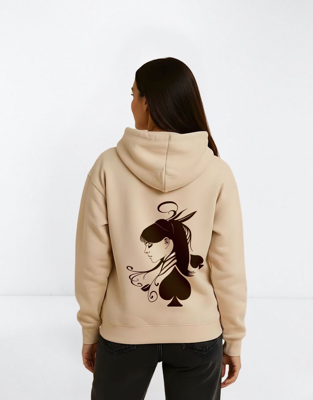 Hoodie "La Dame De Coeur" Oversize – Design Portrait Féminin - Image 1 of 2