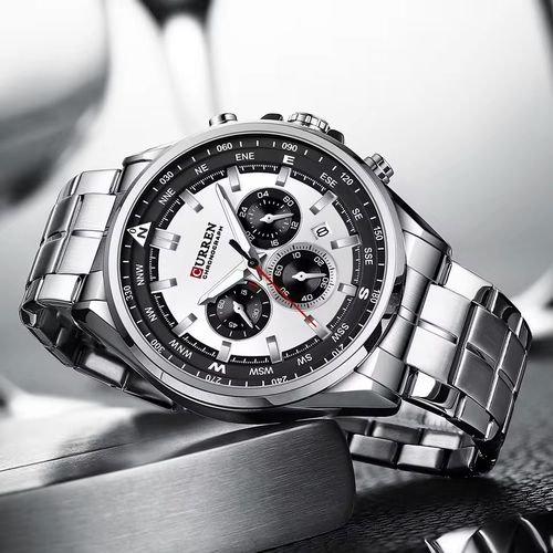 Montre, Bracelet Étanche Pour Homme Chronographe En Acier Inoxydable - Image 1 of 3