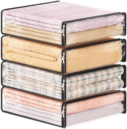 Lot De 4 Sacs De Rangement Transparents 14 L Avec Fermeture Éclair – 40 × 35 × 10 Cm - Image 1 of 2