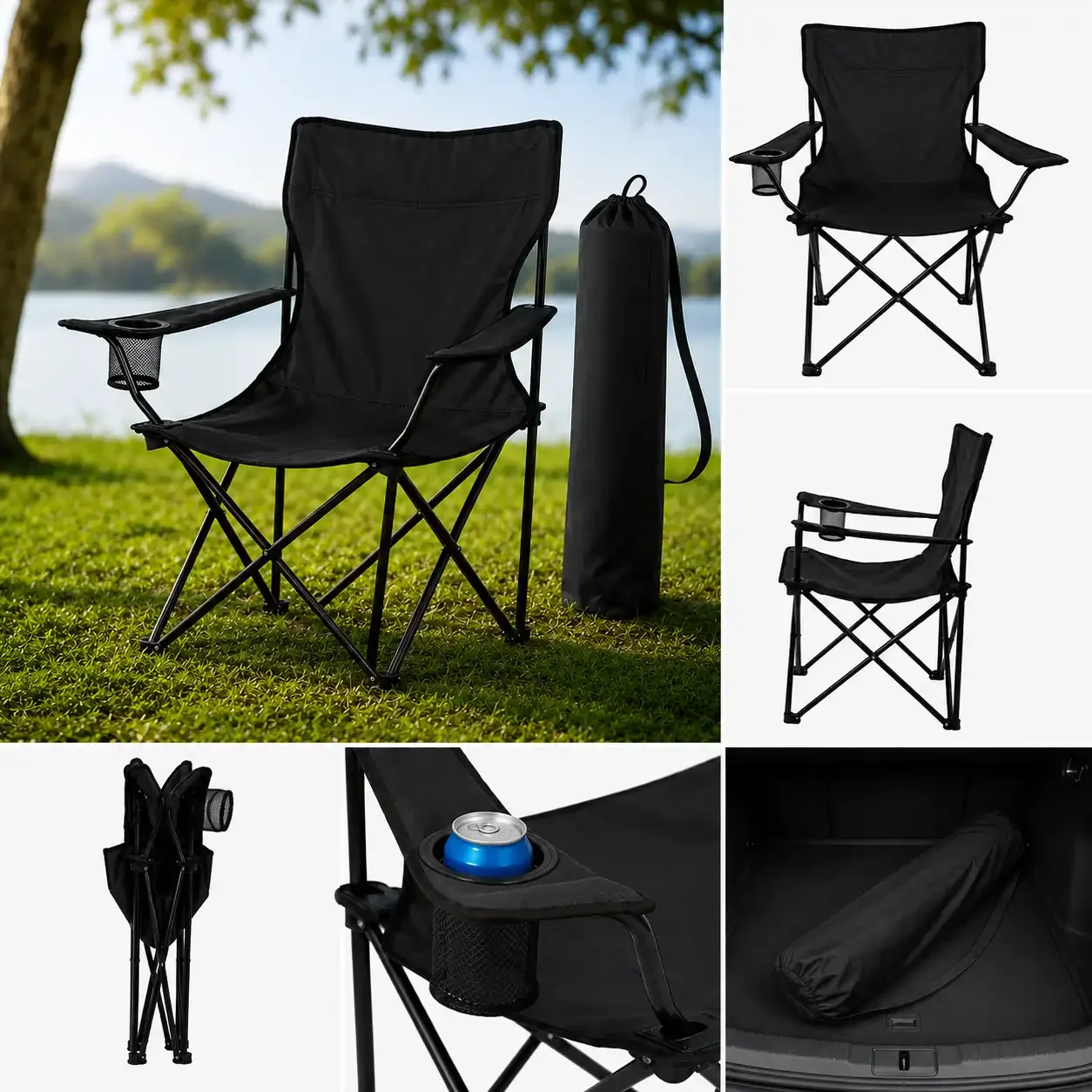 Chaise Pliante Premium De Camping Avec Porte-gobelet Et Sac De Transport - Image 1 of 2