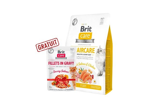 Cat Grain-free Haircare Healthy And Shiny Coat + Fillets In Gravy 85g Gratuit - Image 1 of 1