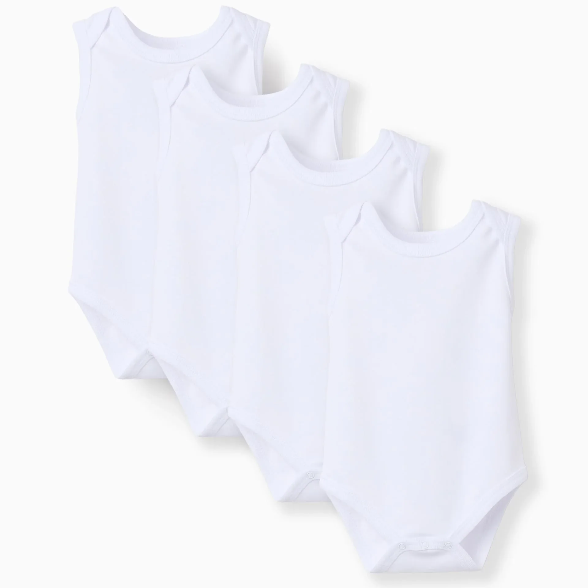 Pack Of 4 Plain Sleeveless Bodysuits For Newborns And Babies - Image 1 of 3