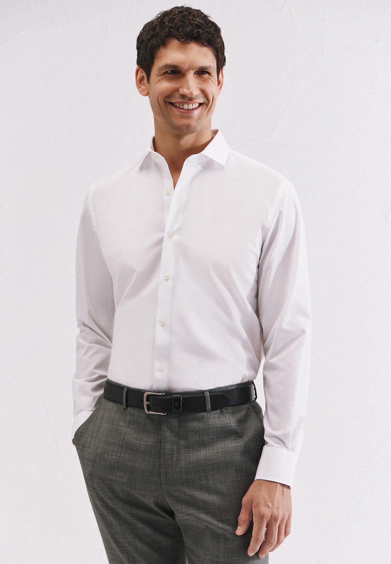 Chemise Habillée Slim En Tissu Ottoman Facile À Repasser - Image 1 of 4