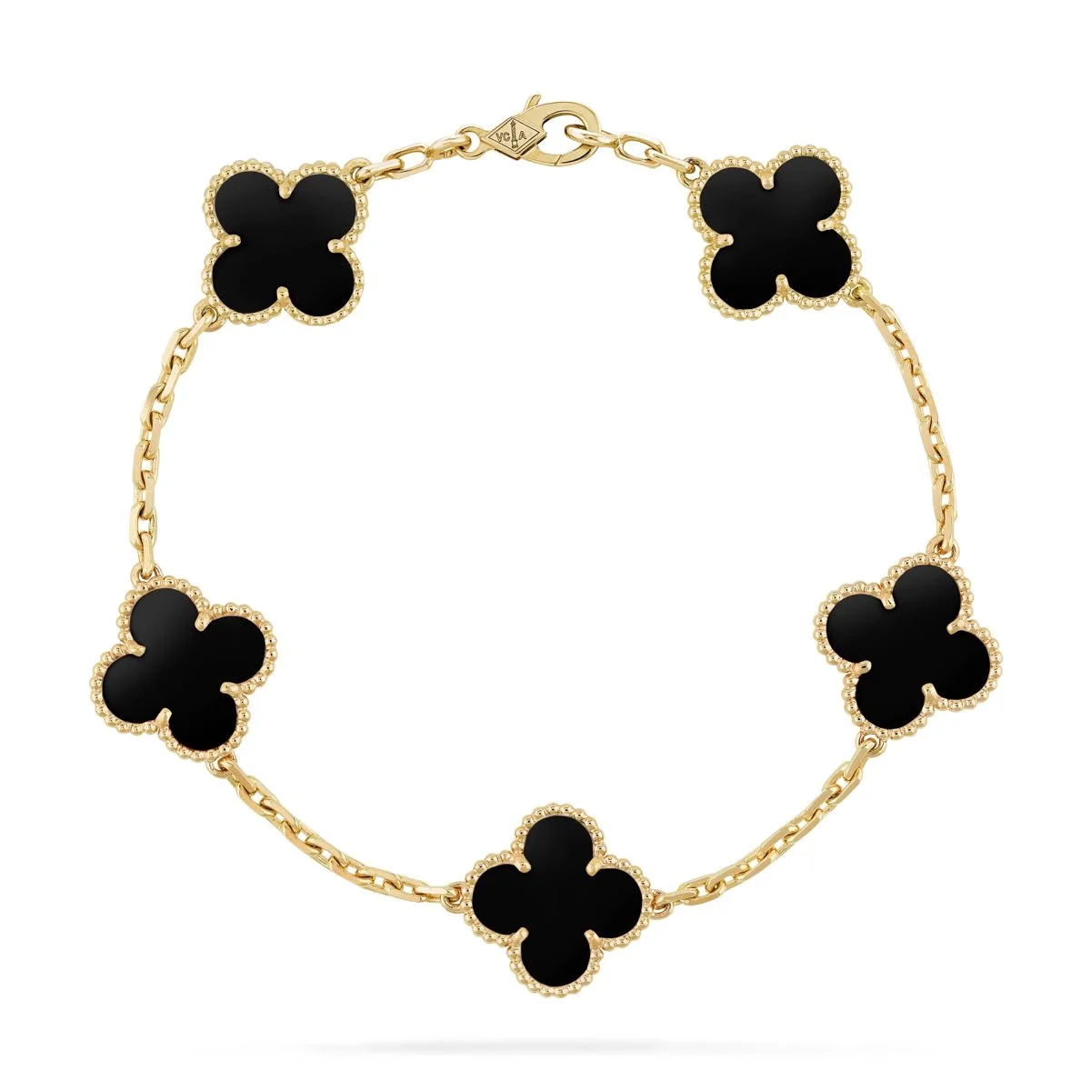 Bracelet Vintage Chaîne Doré Motif Noir - Image 1 of 1
