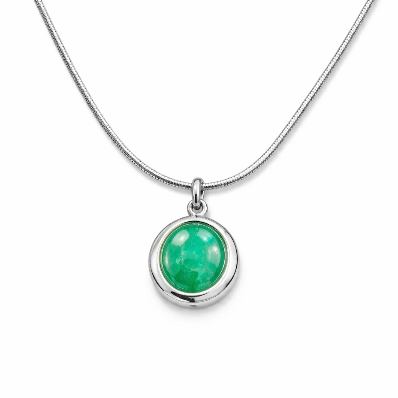Collier Moonstone Argenté Pierre Verte - Image 1 of 1