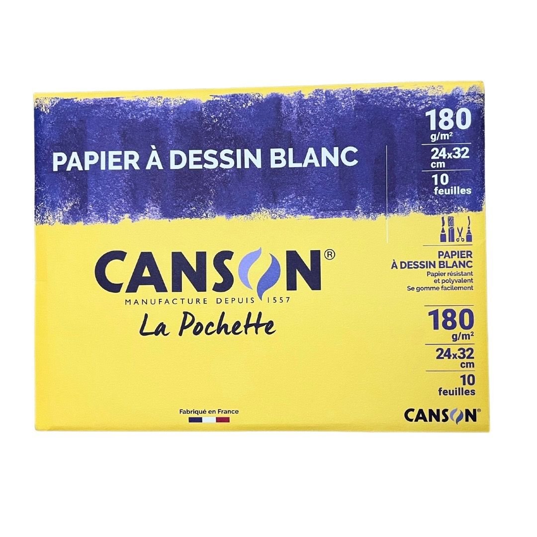 Canson Pochette Papier Dessin 10 Feuilles Blanc 24 × 32 180g/m2 - Image 1 of 1