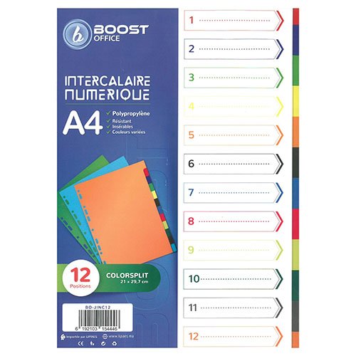 Jeux De 12 Intercalaires Couleurs En Plastique Réf. Bo-jinc12 - Image 1 of 1