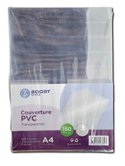 Paquet Couverture Pvc Transparente 150 Micron A4 - Image 1 of 1