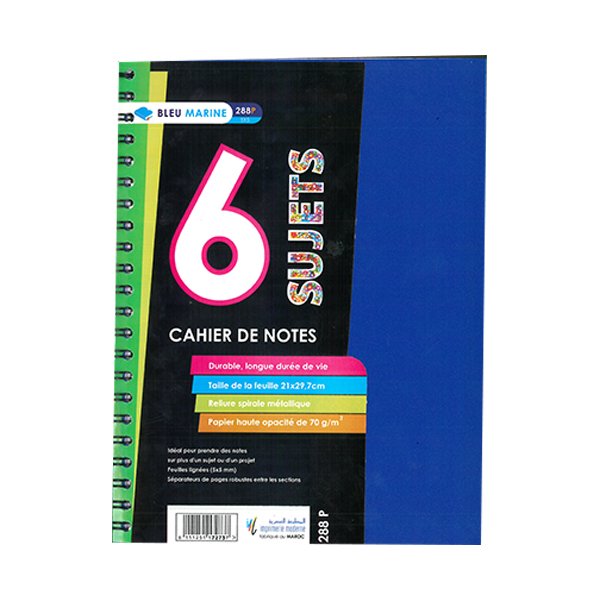 Cahier De 6 Spirale Petits Carreaux Grand Format A4  - Image 1 of 1