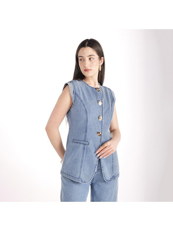 Ensemble Denim Structuré Bleuté - Image 1 of 4