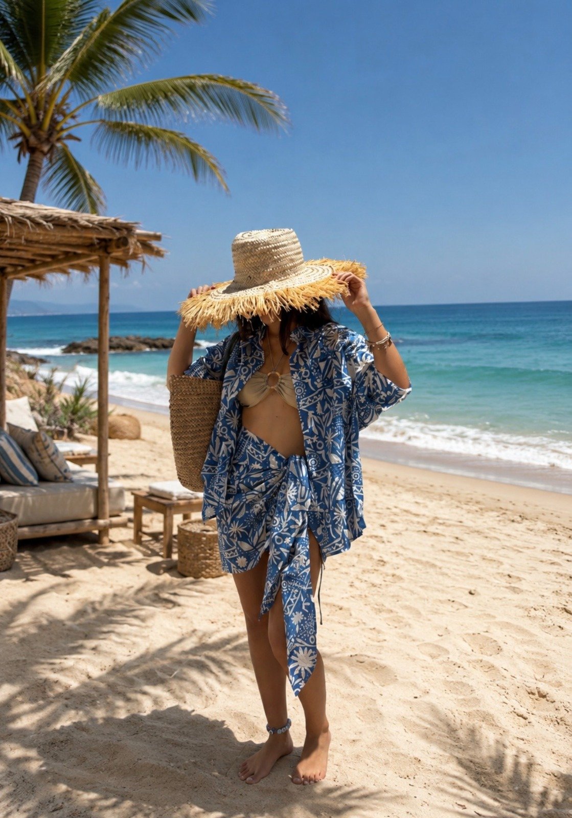 Mykonos Ensemble Chemise Manches Longues & Pareo Motifs Med Mediterranee - Image 1 of 2