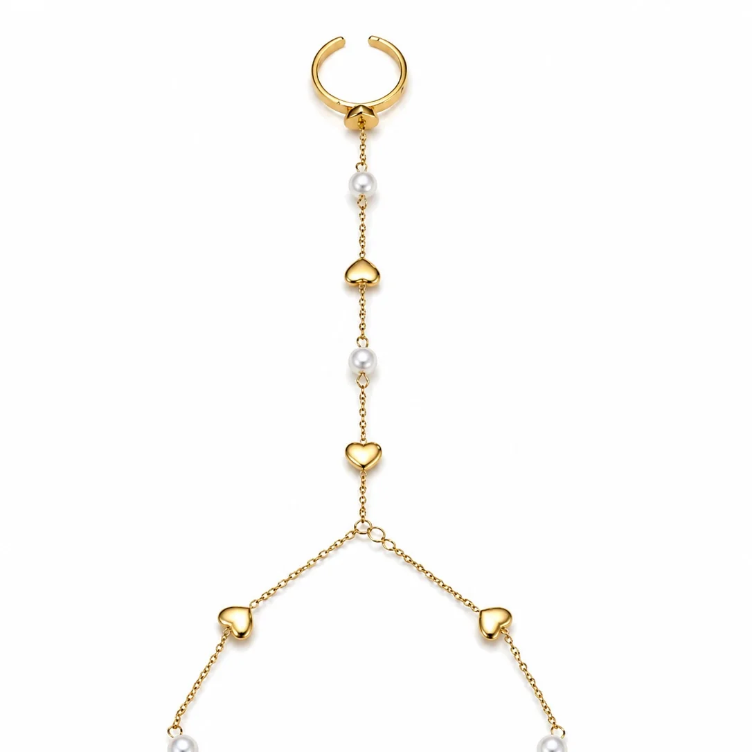 Handchain Heart Avec Bague Ajustable - Image 1 of 4