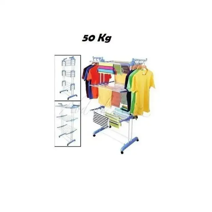 Sèche Linge Étendoir Pliable Ailes Latérales Sur 3 Niveaux 50 Kg - Image 1 of 4