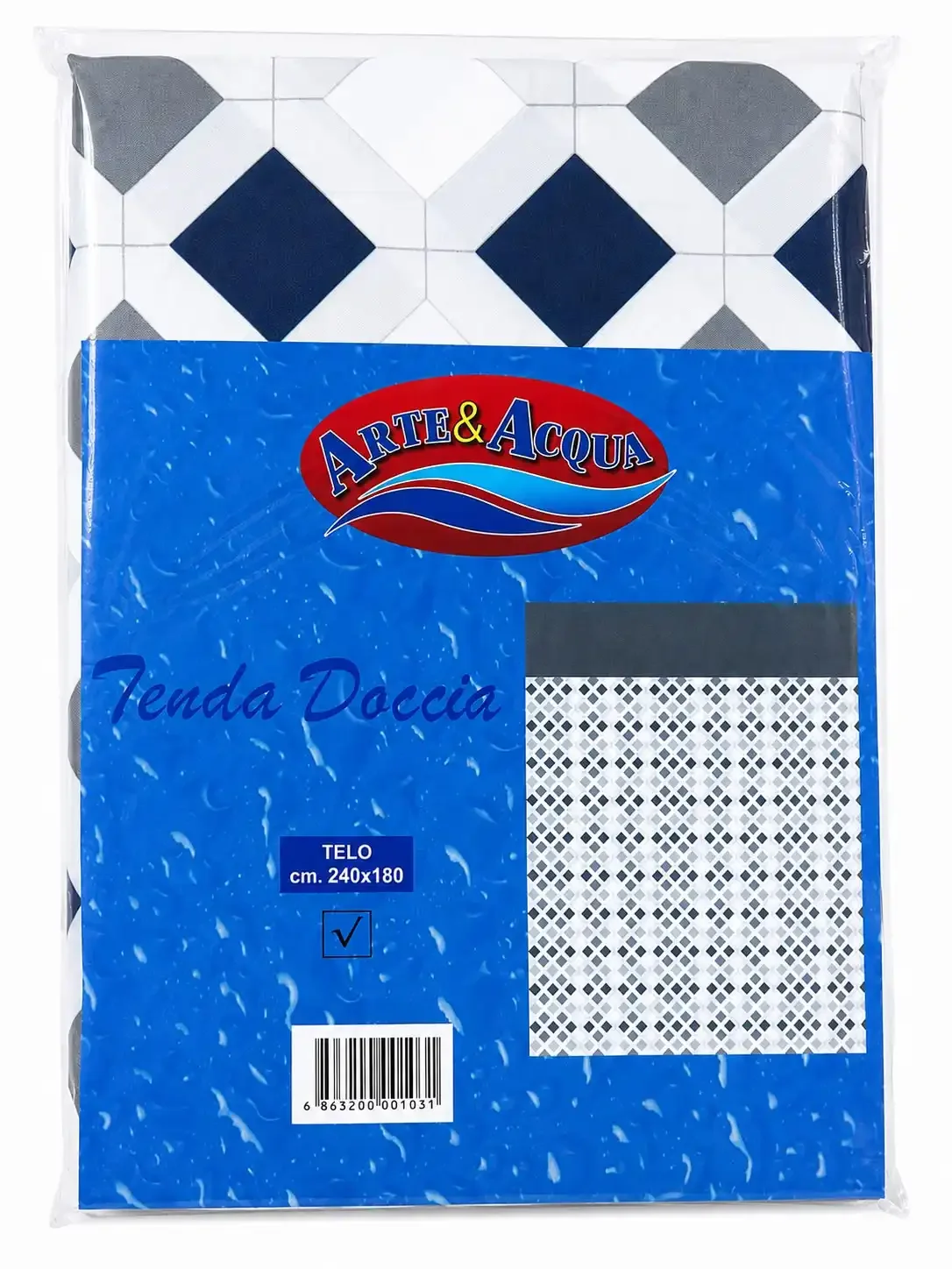 Rideau De Douche Géométrique - 240 X 180 Cm - Imperméable - Avec 12 Ring - Image 1 of 1