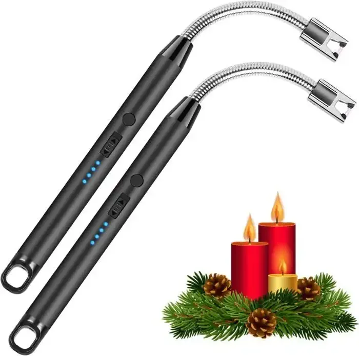2 Briquets Électriques Rechargeables Usb - Sans Flamme, Pratiques Pour Barbecue, Cuisinière, Camping - Image 1 of 4