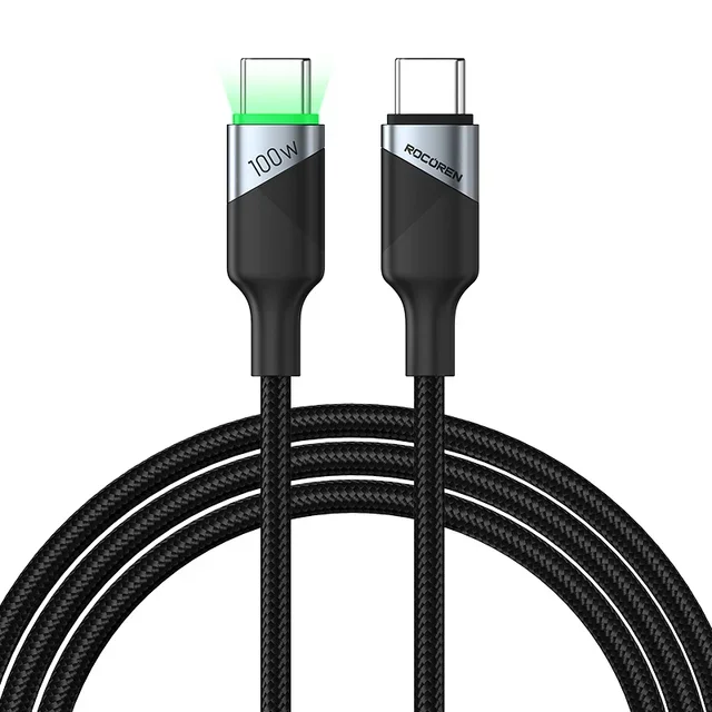 Câble Usb-c 100w Led Gris 1 Mètre – Usb-c Vers Usb-c Pd 3.1 Charge Rapide 5a - Image 1 of 4