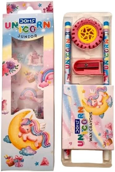 Unicorn Junior Kit - (1n. Wax Crayon Pack (10 Shades) + 2 N. Pencils + 1 N. Eraser + 1 N. Sharpener) - Image 1 of 1
