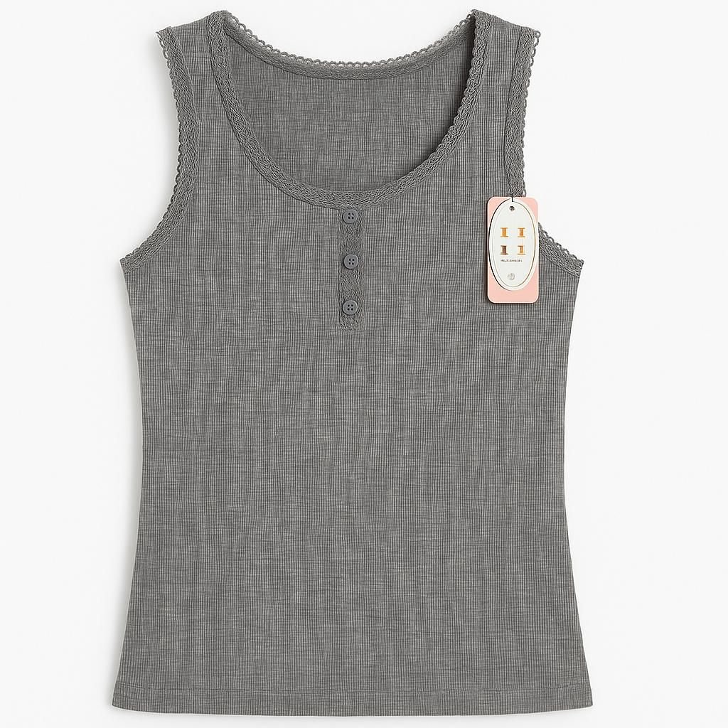 Débardeur Élégant En Maille Côtelée Décliné En Gris Taille S/m - Image 1 of 1