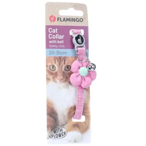 Collier Pour Chat Avec Fleur Et Clochette – Rose - Image 1 of 2