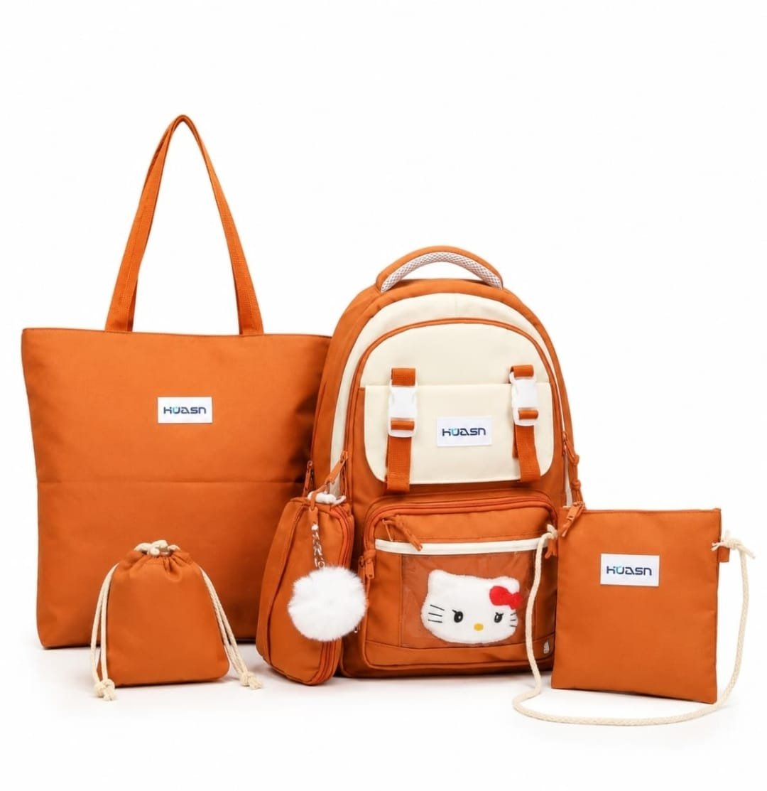 Ensemble 4 Pièces Sac À Dos Scolaire, Sac Cabas, Pochette Bandoulière Et Sac Pochon - Image 1 of 4