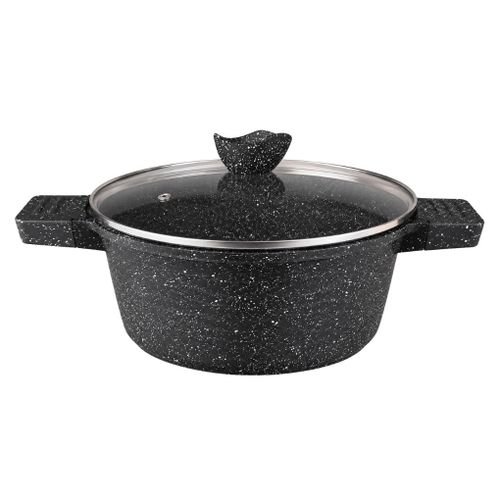 Faitout En Aluminium 24 Cm Couvercle En Verre Et Revêtement Granit Antiadhésif - Jsh-9635/24 - Image 1 of 2