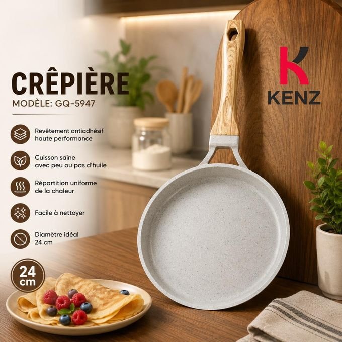 Poêle À Crêpes 24 Cm Antiadhésive Effet Pierre En Aluminium, Gq-5947 - Image 1 of 2