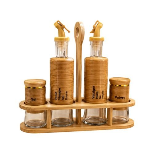 Ensemble 5 Pièces Huile Vinaigre Et Épices, Bouteilles En Verre, Jal-5160 - Image 1 of 2