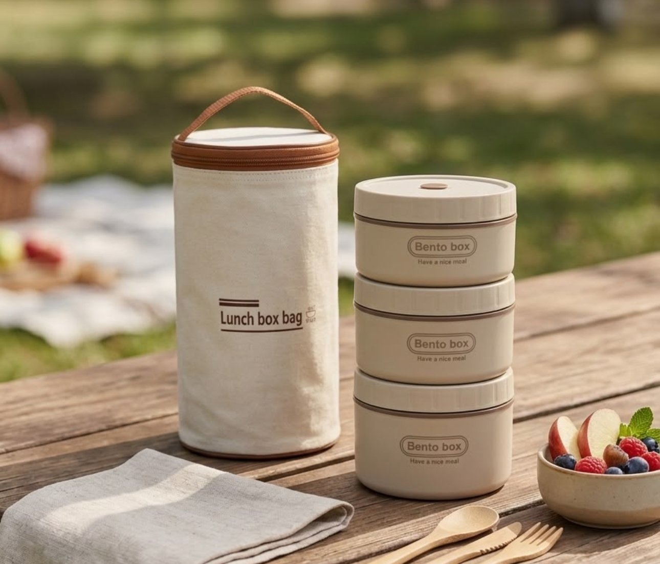 Lunch Box Isotherme Inox 304 – 3 Compartiments+ Sac Thermique | Boîte Repas Étanche Portable - Image 1 of 4