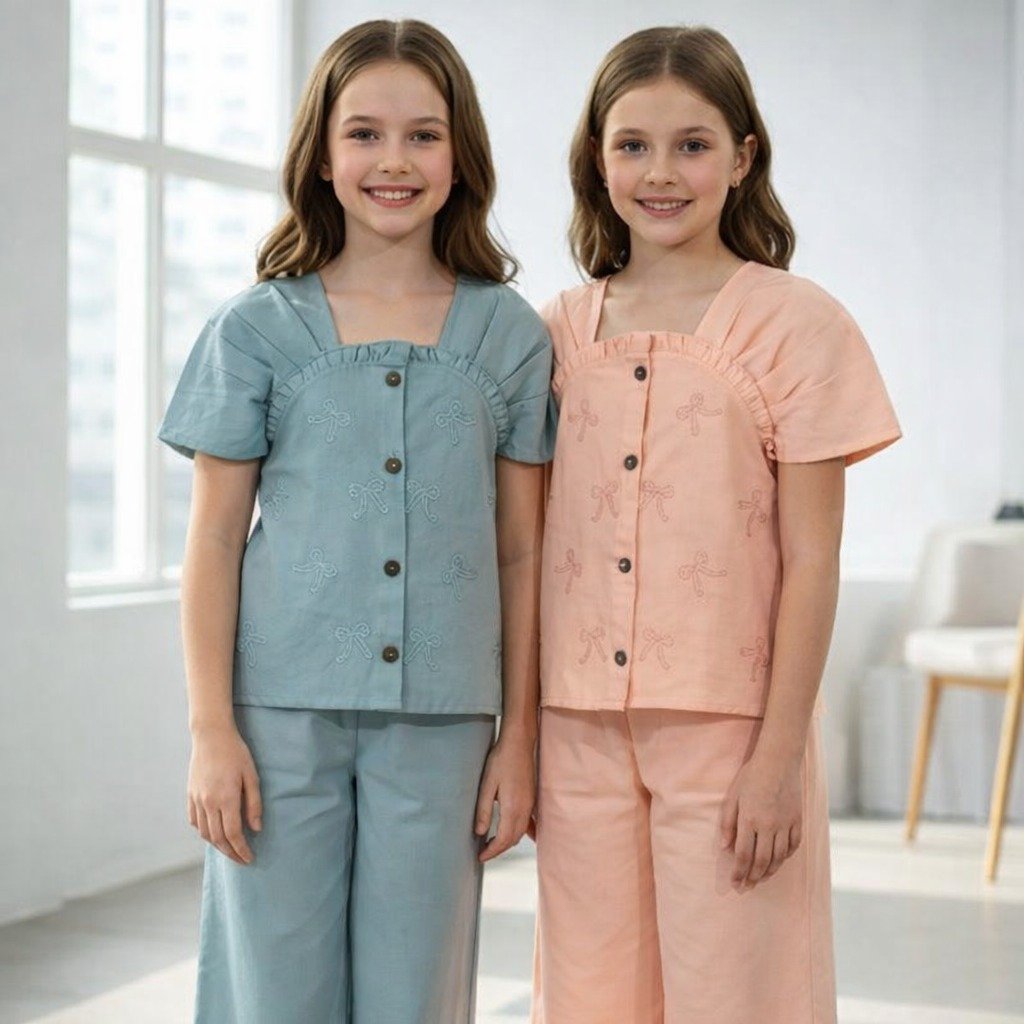 Ensemble Chemise Brodée & Pantalon Large - Image 1 of 1
