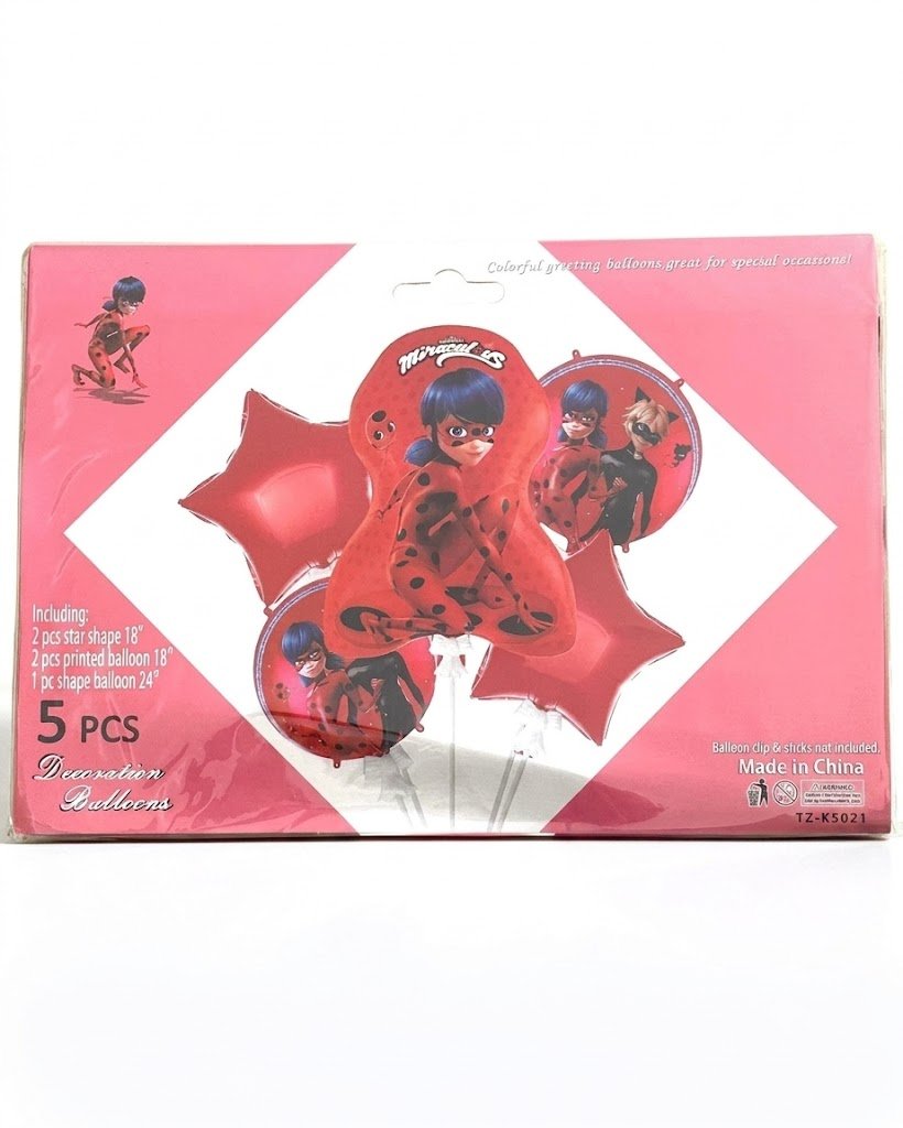 Pack De 5 Ballons De Décoration Miraculous Ladybug - Image 1 of 2
