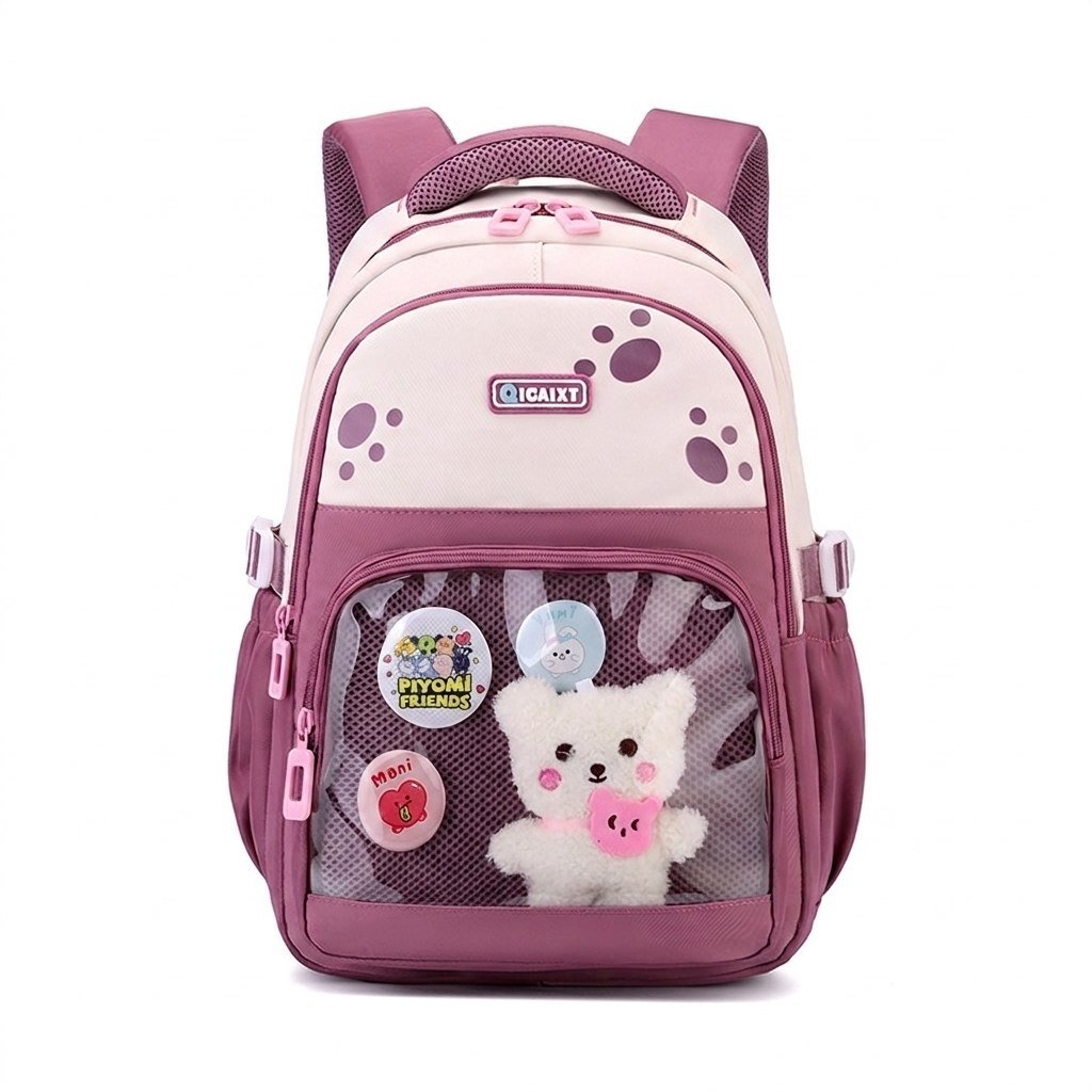 Sac À Dos D'école Pratique Et Structuré En Tissu Avec Poches Extérieures - Image 1 of 4