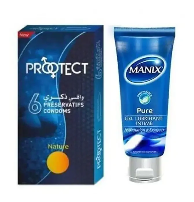 Gel Lubrifiant Intime Pure + Préservatif Protect - 6 Unités - Image 1 of 4
