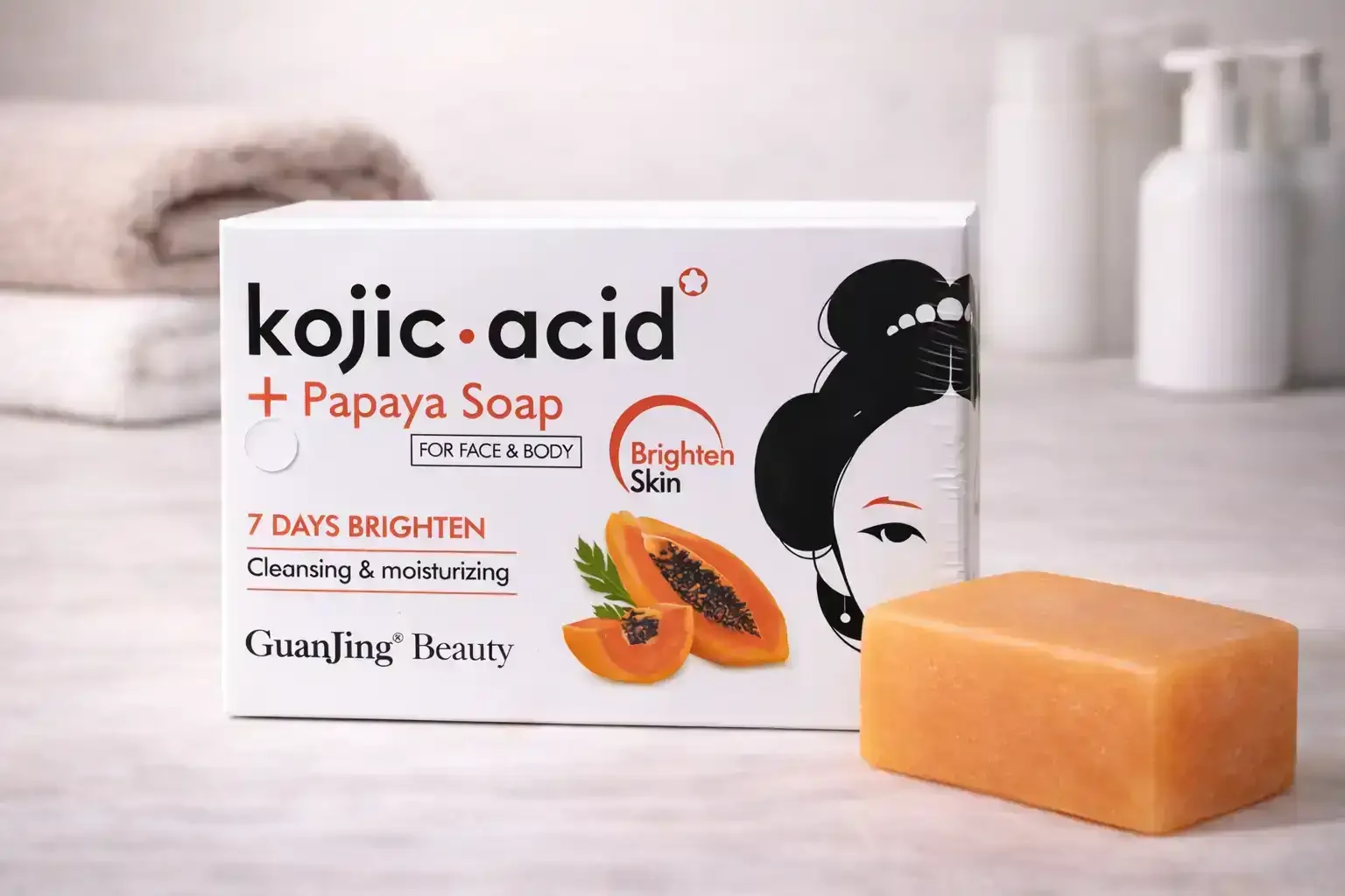 Kojic Acid Soap Guanjing Beauty – Savon Éclaircissant & Hydratant Visage Et Corps - Image 1 of 4