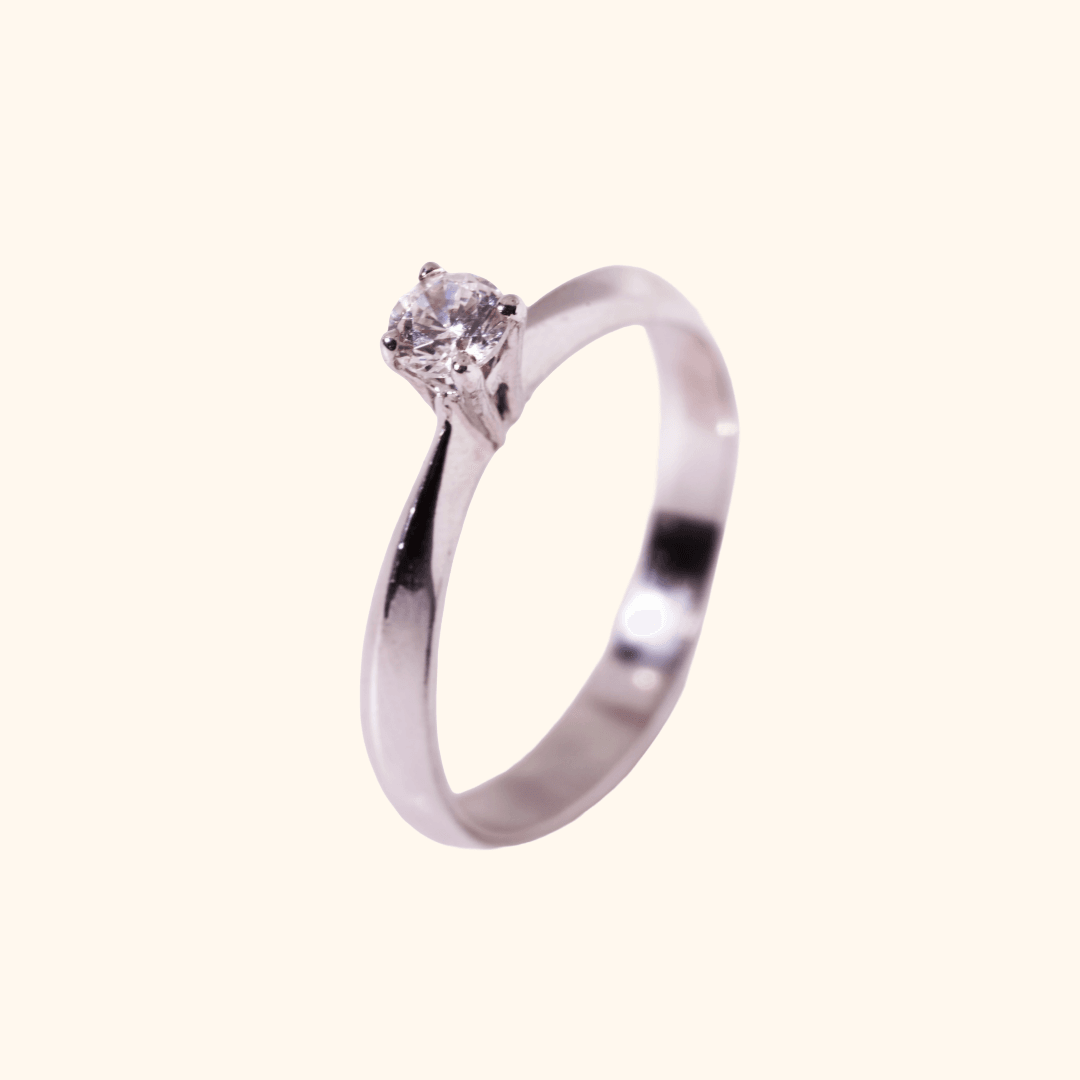 Bague Élégance Solitaire En Or Blanc 18 Carats & Diamilite - Image 1 of 3