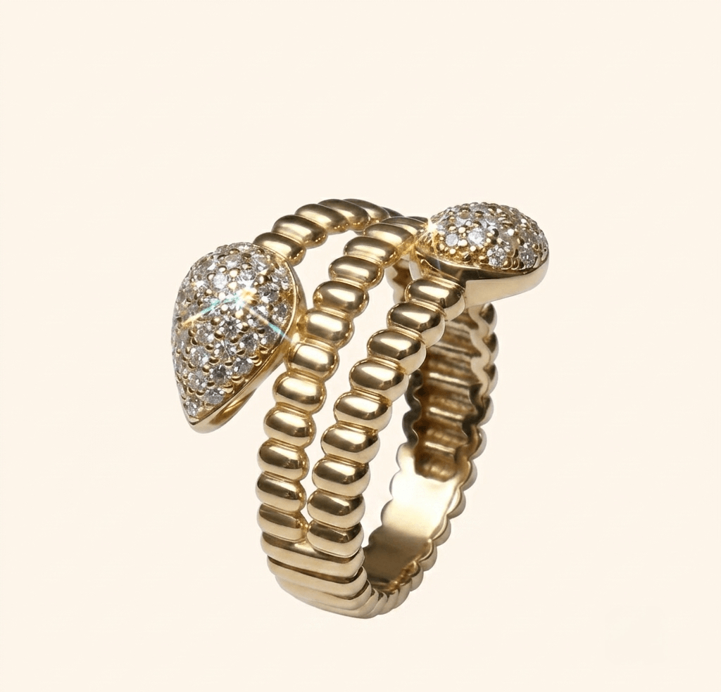 Bague Élara Impériale En Or Jaune 18 Carats – Joaillerie Contemporaine Pavée De Pierres - Image 1 of 3