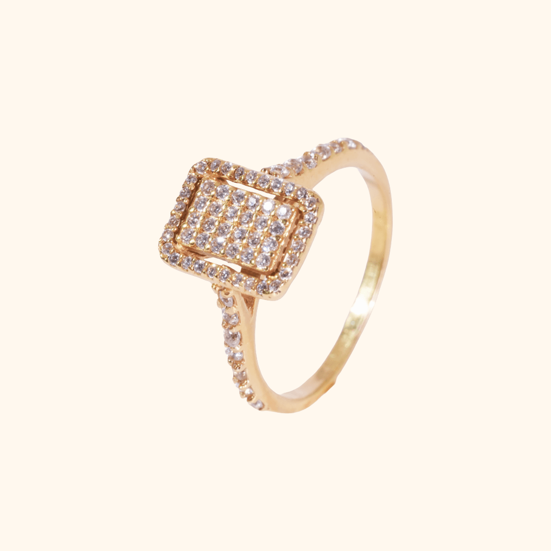 Bague De Mariage En Or Jaune 18 Carats Avec Zirconium Premium – Éclat & Élégance - Image 1 of 3