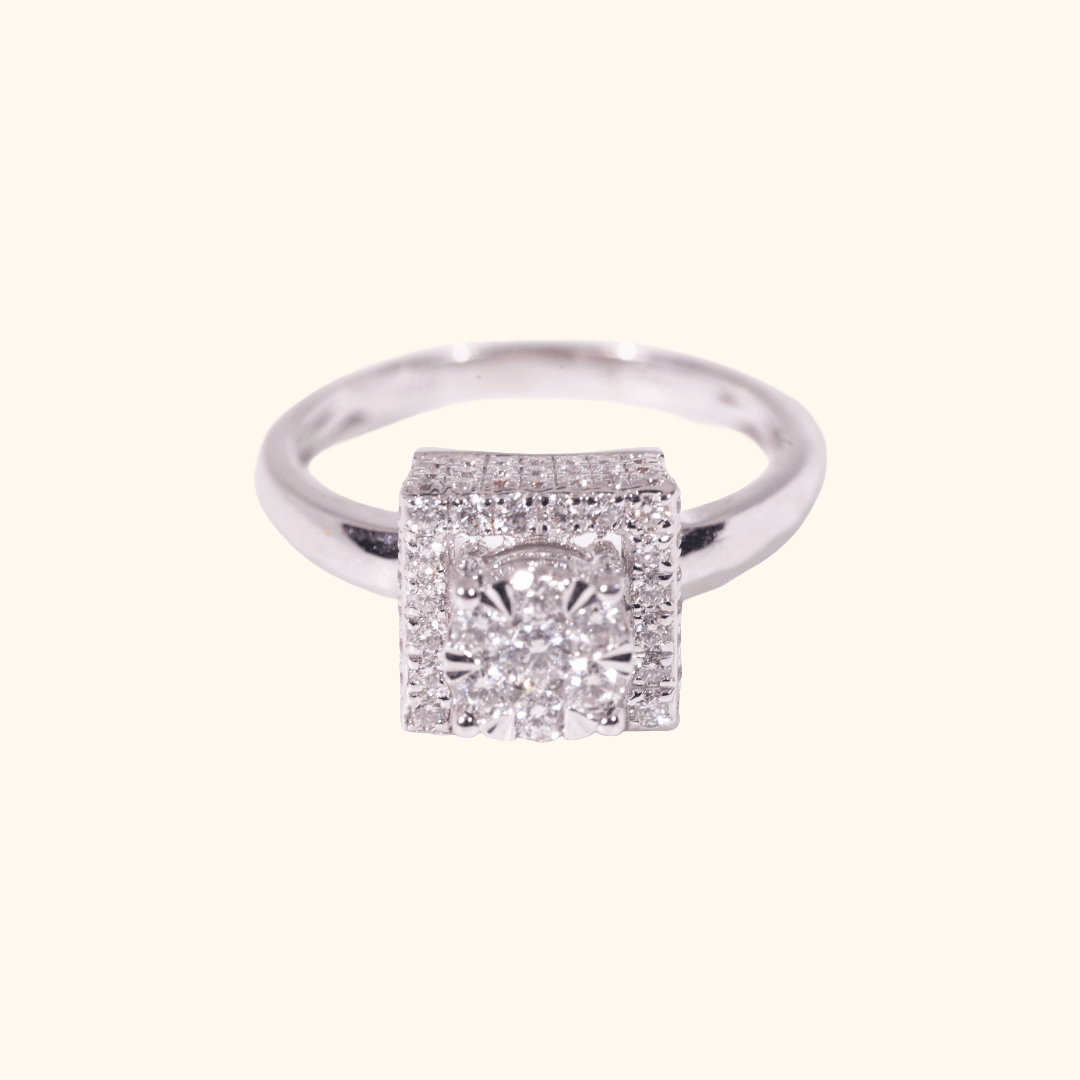 Bague De Mariage En Or Blanc 18 Carats & Diamants Naturels – Élégance Royale - Image 1 of 3