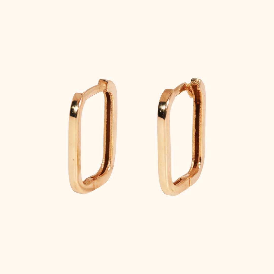 Boucles D'oreilles Rectangulaires Élégance En Or Jaune 18 Carats - Image 1 of 3