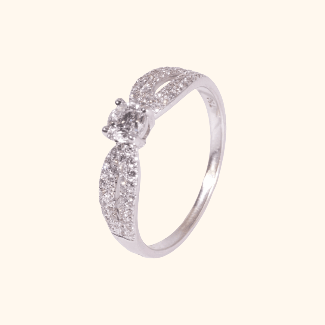 Bague De Mariage En Or Blanc 18 Carats Avec Diamant Naturel – Symbole D’amour Éternel - Image 1 of 3