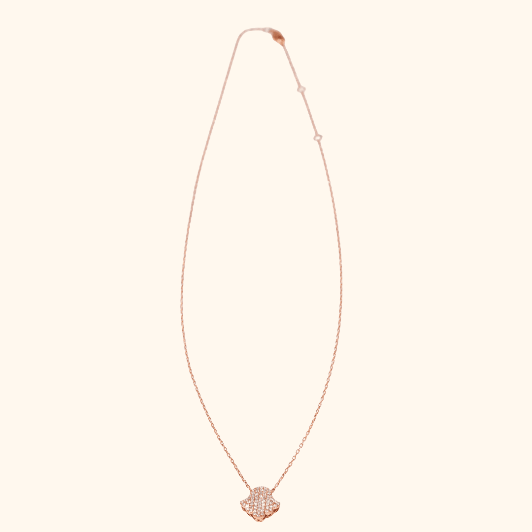 Collier Fin En Or Rose Avec Pendentif Floral En Diamants Naturels - Image 1 of 3